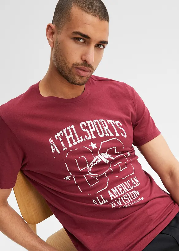 Lot de 2 T-shirts à imprimés sportifs, bonprix