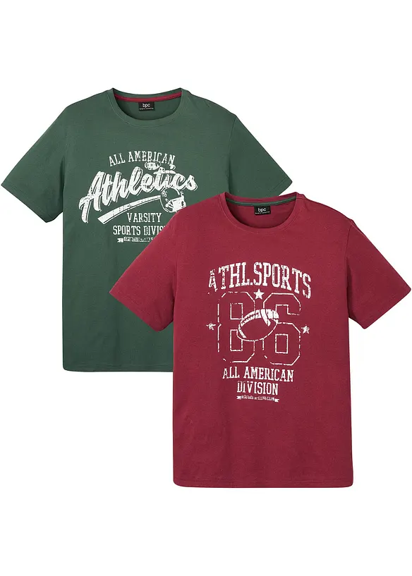 Lot de 2 T-shirts à imprimés sportifs, bonprix