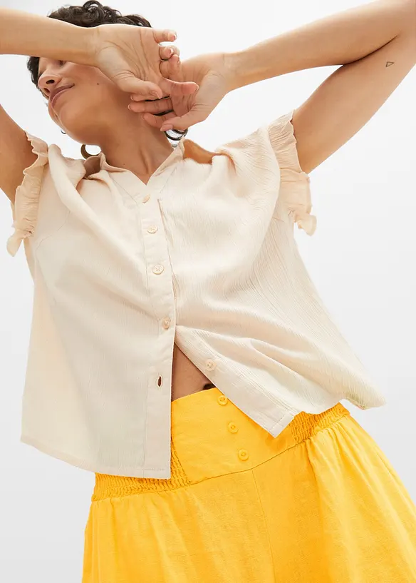 Pantalon large et léger en lin mélangé, bonprix