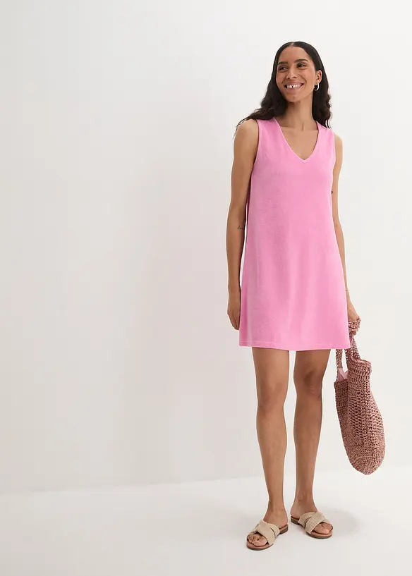 Robe trapèze en tissu éponge, bonprix