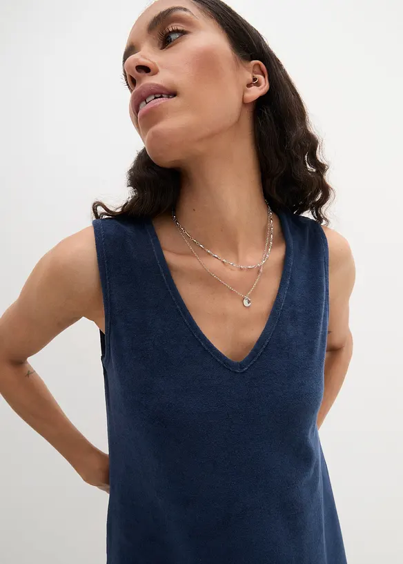 Robe trapèze en tissu éponge, bonprix