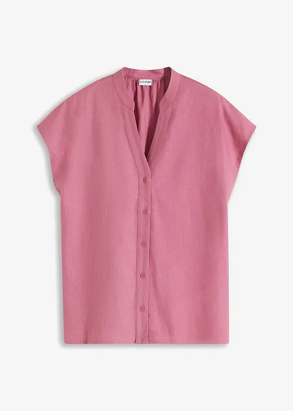 Léger chemisier manches courtes en lin mélangé, bonprix