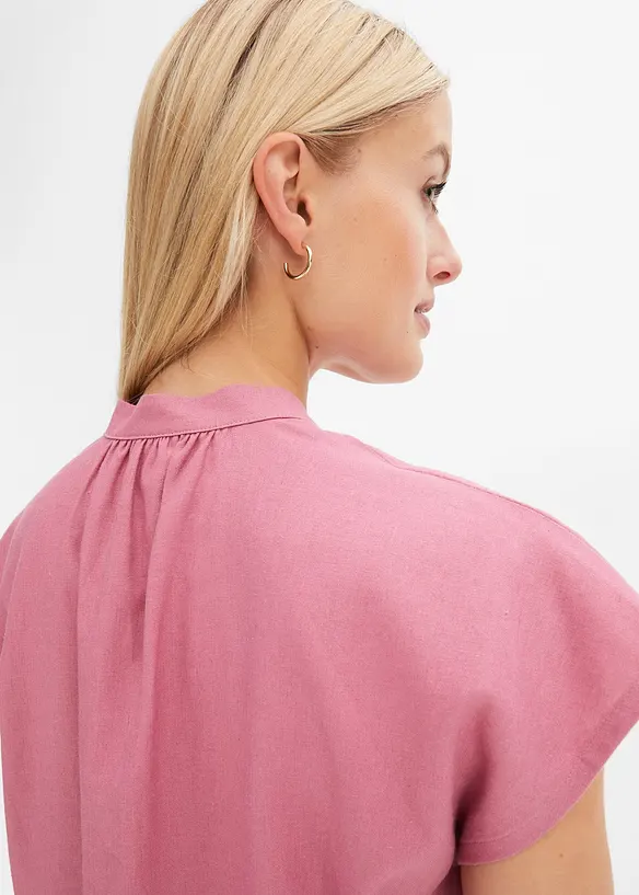 Léger chemisier manches courtes en lin mélangé, bonprix