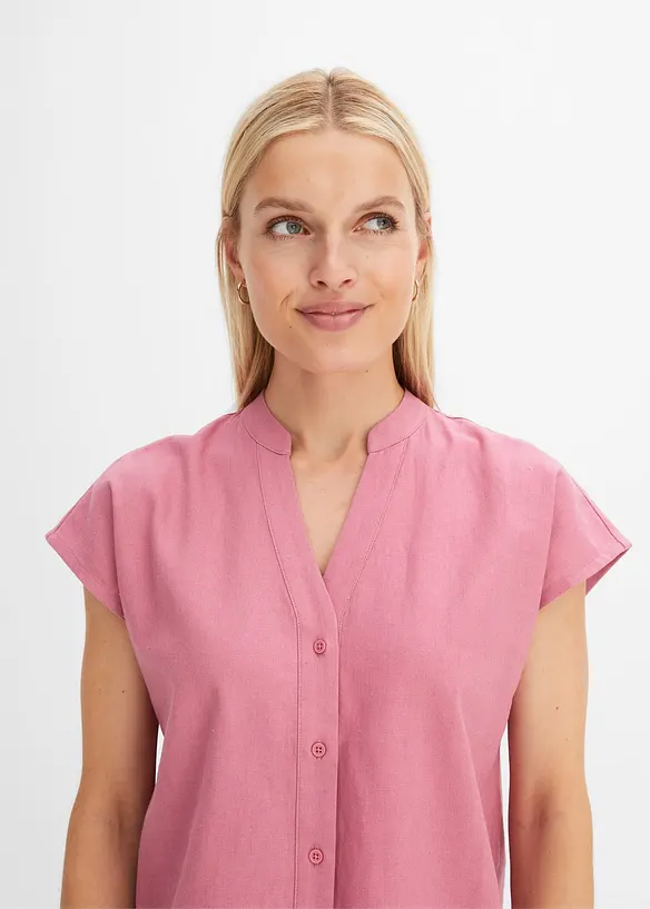 Léger chemisier manches courtes en lin mélangé, bonprix
