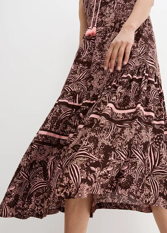 Robe longue tissée avec imprimé bordure, bonprix