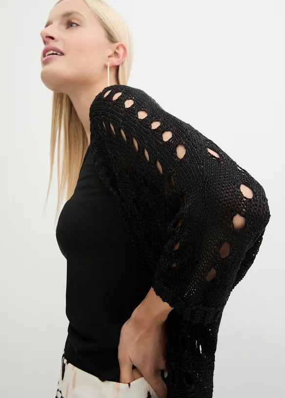 Gilet en maille ajourée avec fil brillant, bonprix