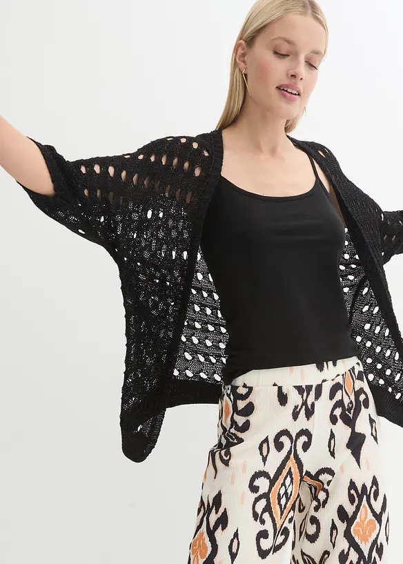 Gilet en maille ajourée avec fil brillant, bonprix