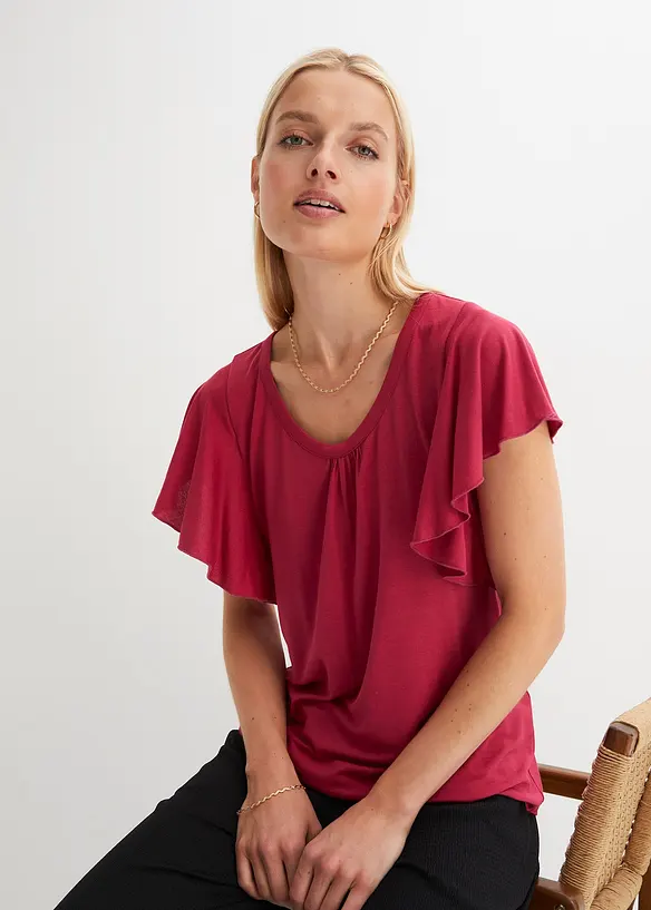 T-shirt &agrave; manches volant&eacute;es, bonprix