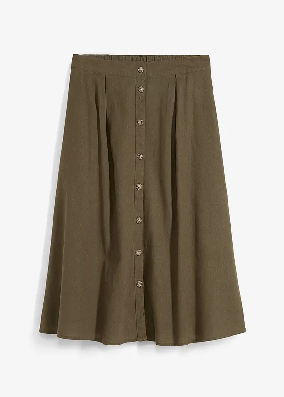 Jupe midi en lin majoritaire, bonprix