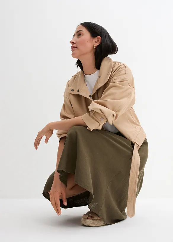 Jupe midi en lin majoritaire, bonprix