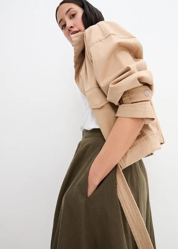 Jupe midi en lin majoritaire, bonprix