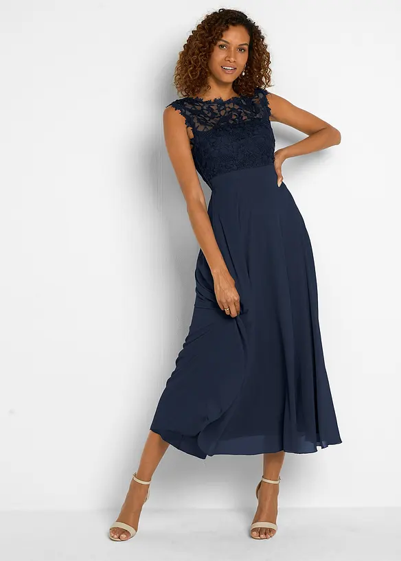 Robe longue avec dentelle, bonprix