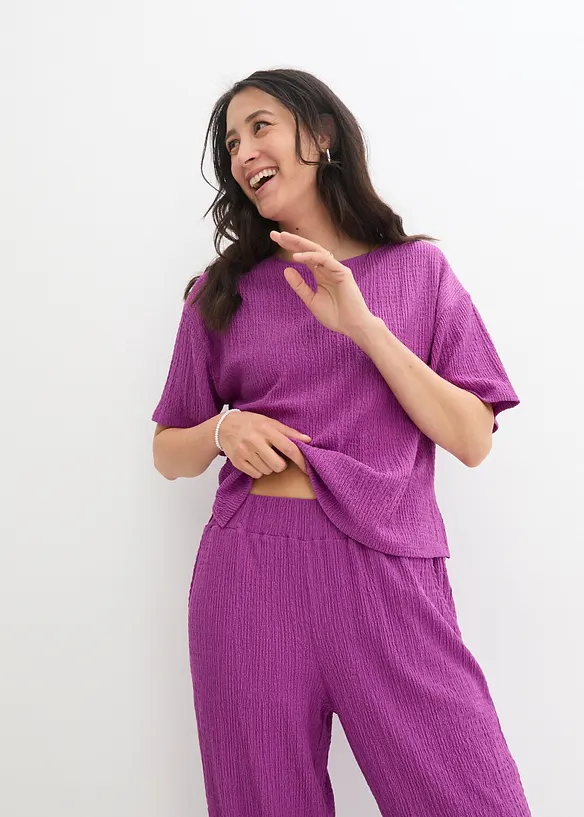 Pantalon en jersey texturé, bonprix