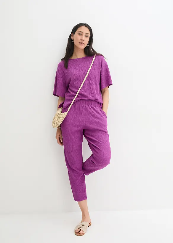 Pantalon en jersey texturé, bonprix