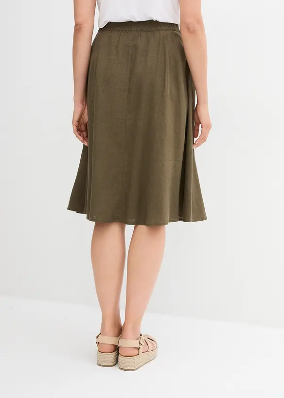Jupe midi en lin majoritaire, bonprix