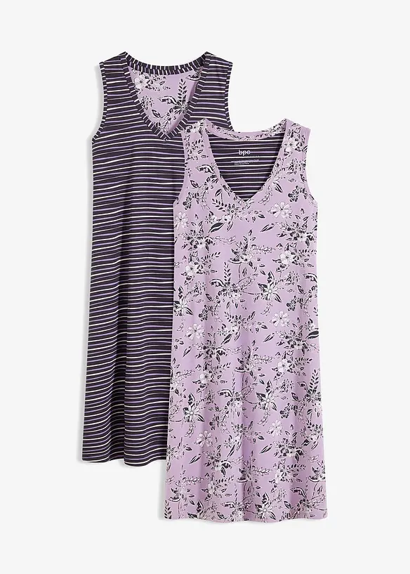 Lot de 2 chemises de nuit  courtes 100% coton, bonprix