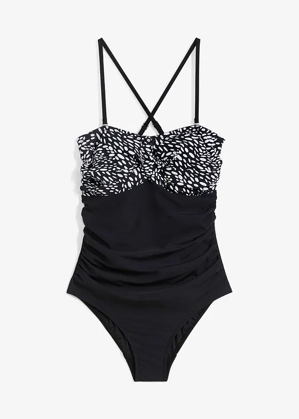 Maillot 1 pi&egrave;ce sculptant effet crois&eacute;, maintien mod&eacute;r&eacute;, bonprix