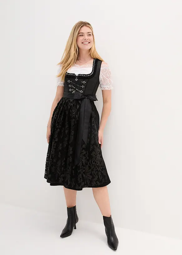 Dirndl avec tablier à sequins (ens. 2 pces), bonprix
