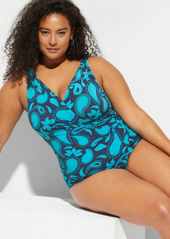 Maillot 1 pièce sculptant effet croisé, maintien léger, bonprix