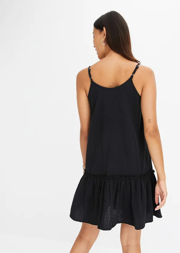 Robe &agrave; fines bretelles en gaze de coton, bonprix