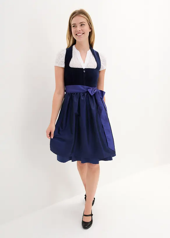 Dirndl avec corsage en velours et tablier en satin, bonprix