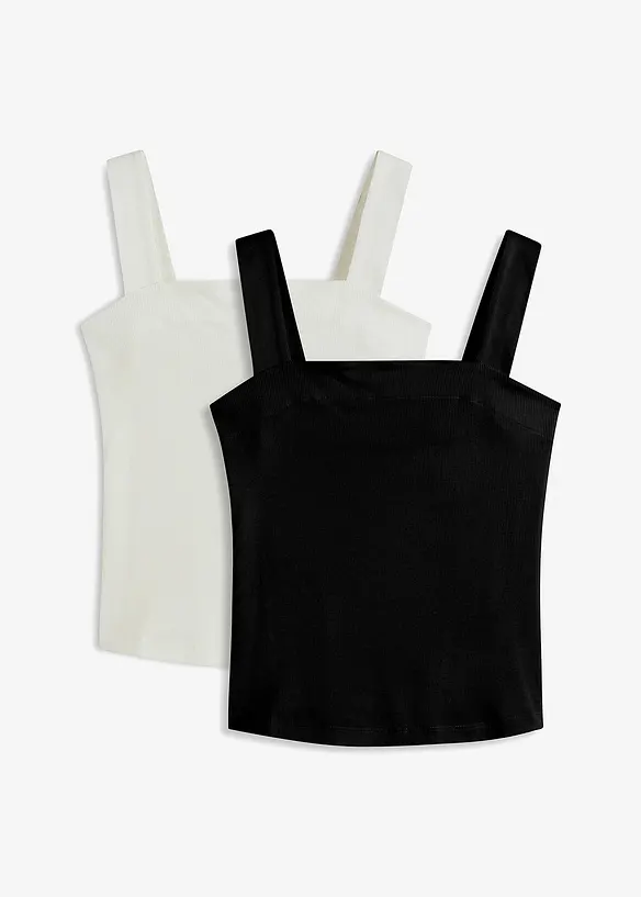 Lot de 2 tops en coton côtelé, bonprix