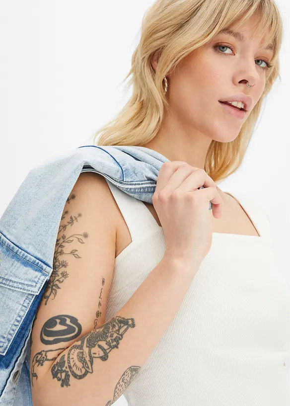 Lot de 2 tops en coton côtelé, bonprix