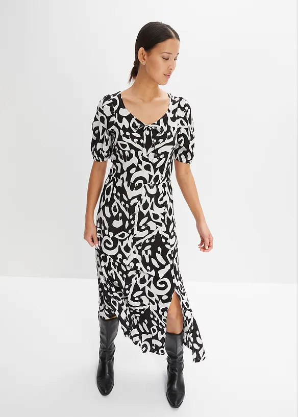 Robe en jersey crêpe avec longue fente devant, bonprix