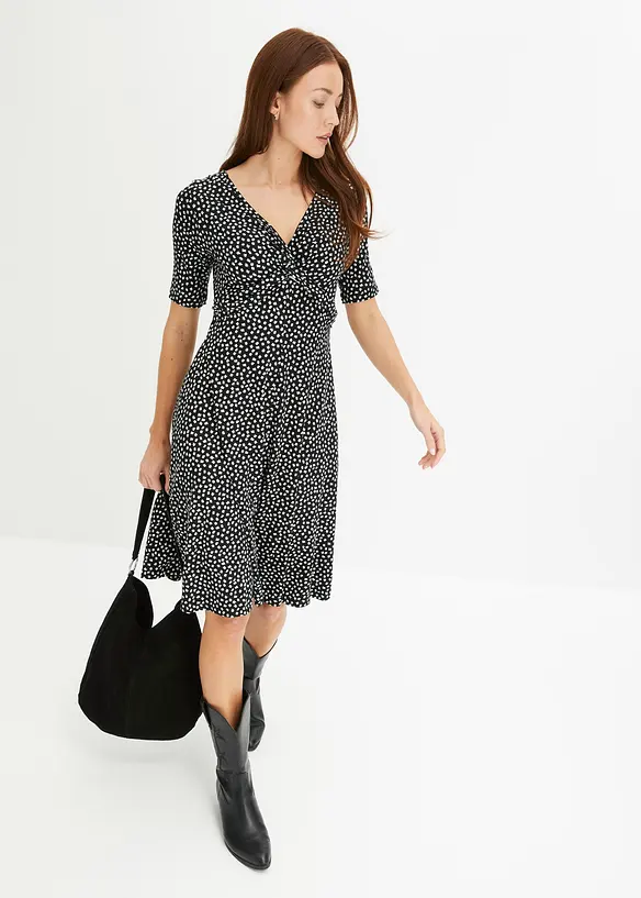 Robe en jersey imprim&eacute; avec drap&eacute;, bonprix