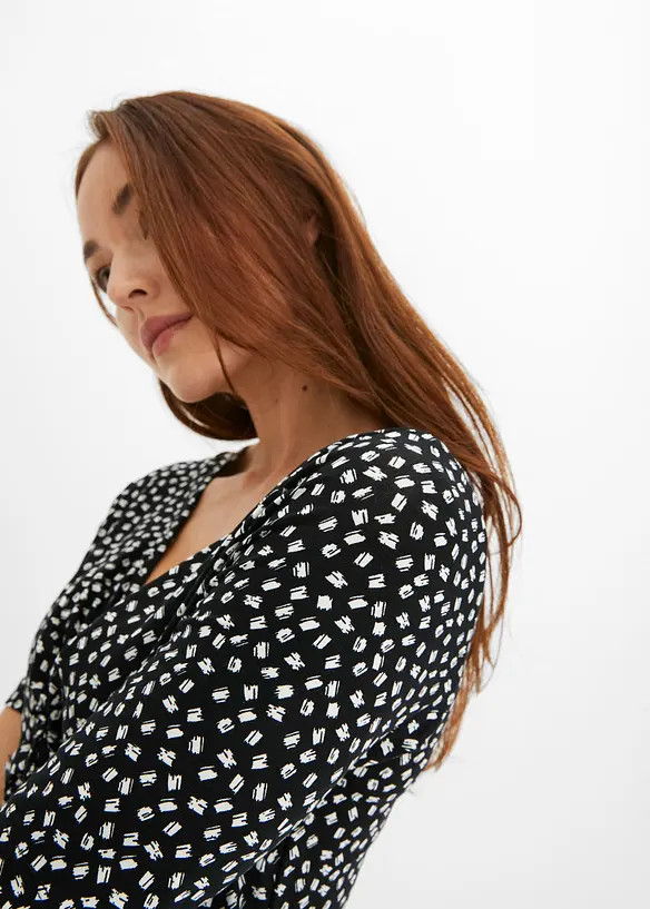 Robe en jersey imprim&eacute; avec drap&eacute;, bonprix