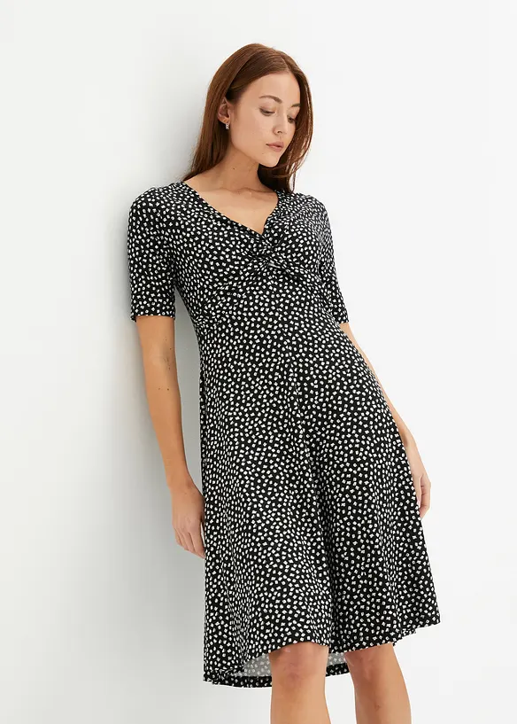Robe en jersey imprim&eacute; avec drap&eacute;, bonprix