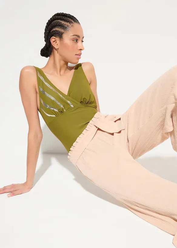 Pantalon de plage en gaze de coton, longueur 3/4, bonprix