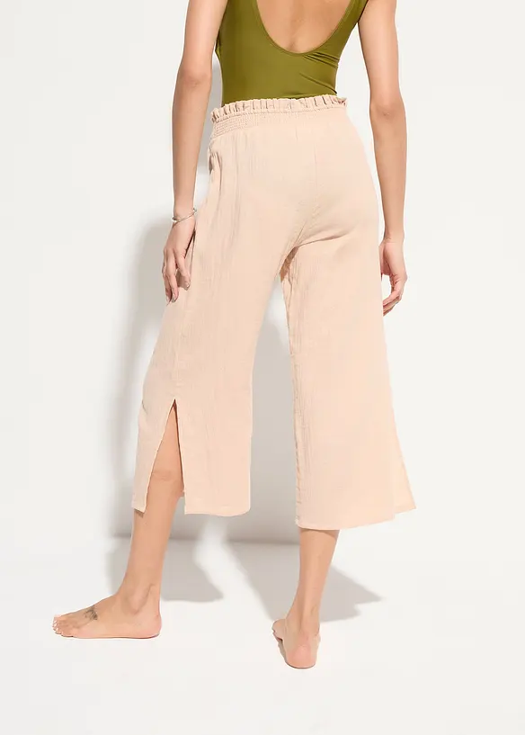 Pantalon de plage en gaze de coton, longueur 3/4, bonprix