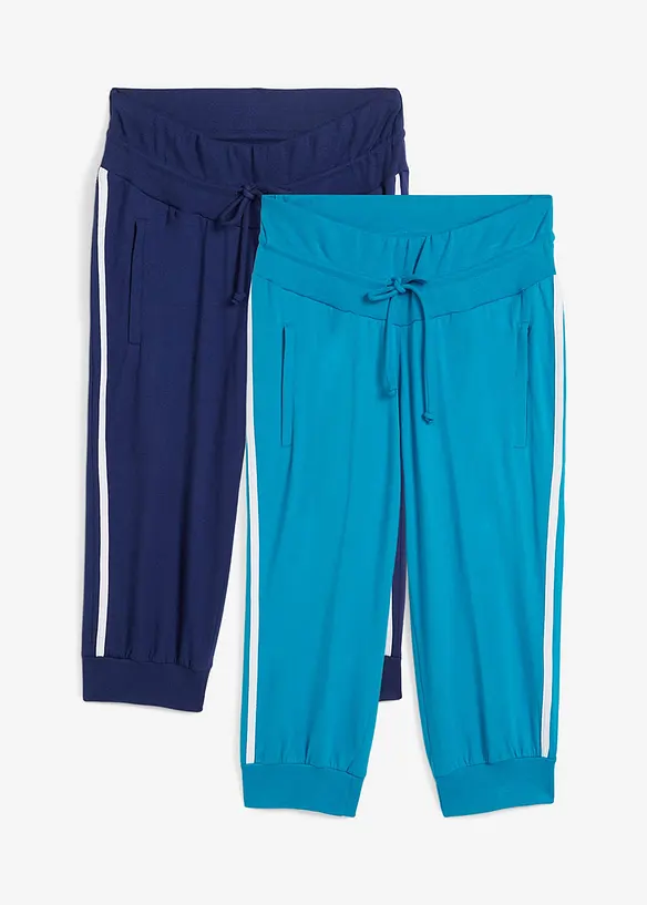 Lot de 2 pantalons de jogging en coton, longueur 3/4, bonprix