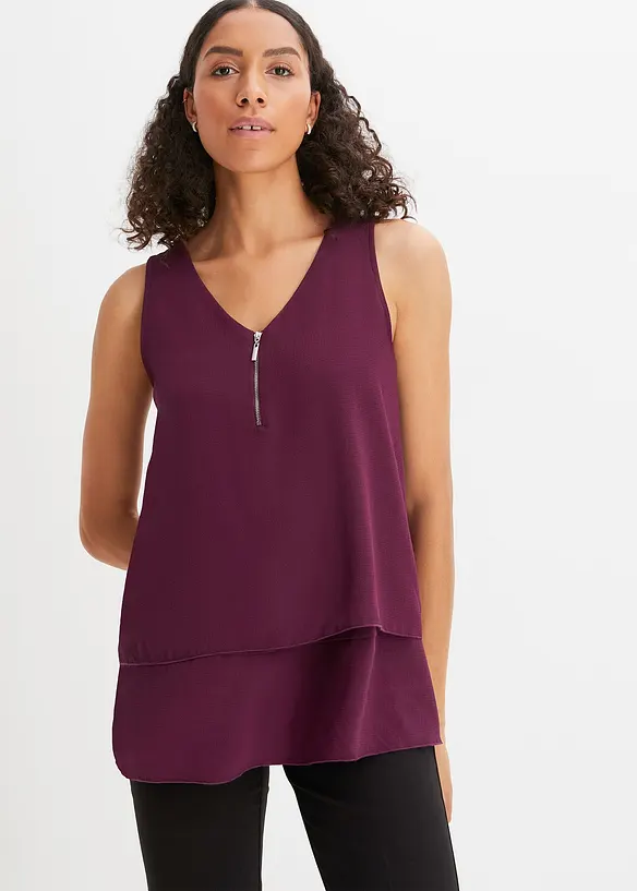 Top en viscose à encolure zippée, bonprix