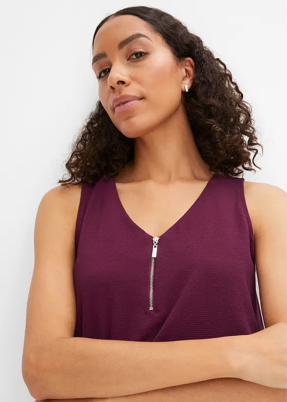 Top en viscose à encolure zippée, bonprix