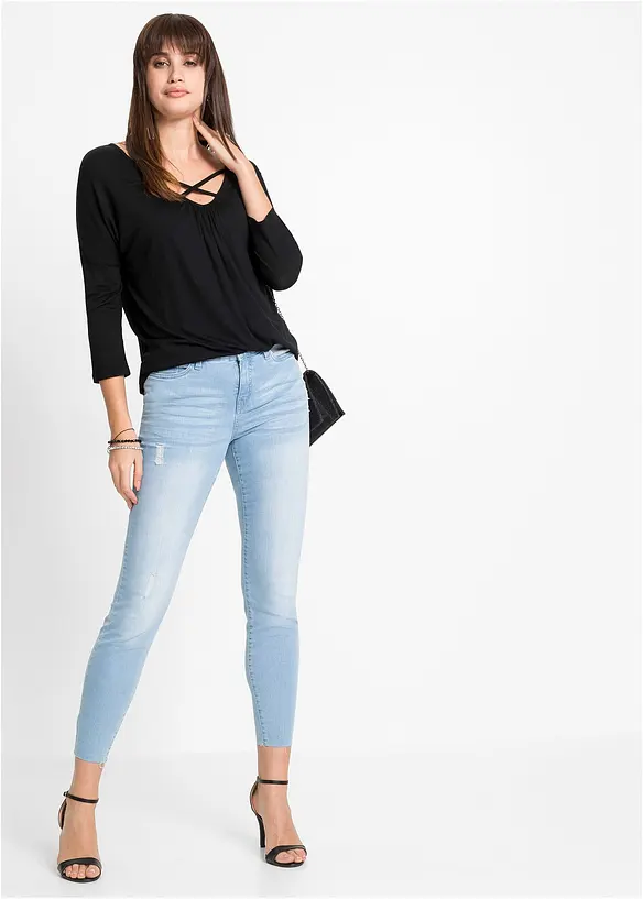 T-shirt avec d&eacute;tail en viscose, bonprix