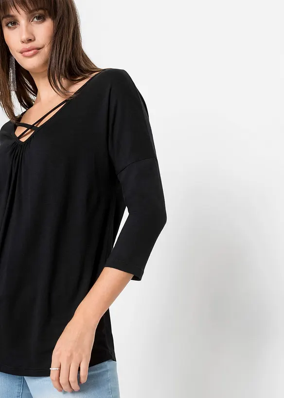 T-shirt avec d&eacute;tail en viscose, bonprix