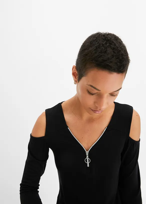 T-shirt en viscose découpé sur les épaules, bonprix