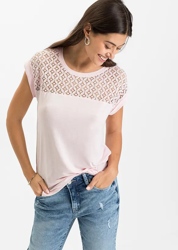T-shirt &agrave; dentelle, bonprix