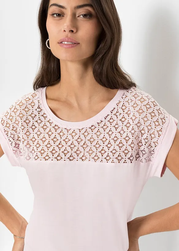 T-shirt &agrave; dentelle, bonprix