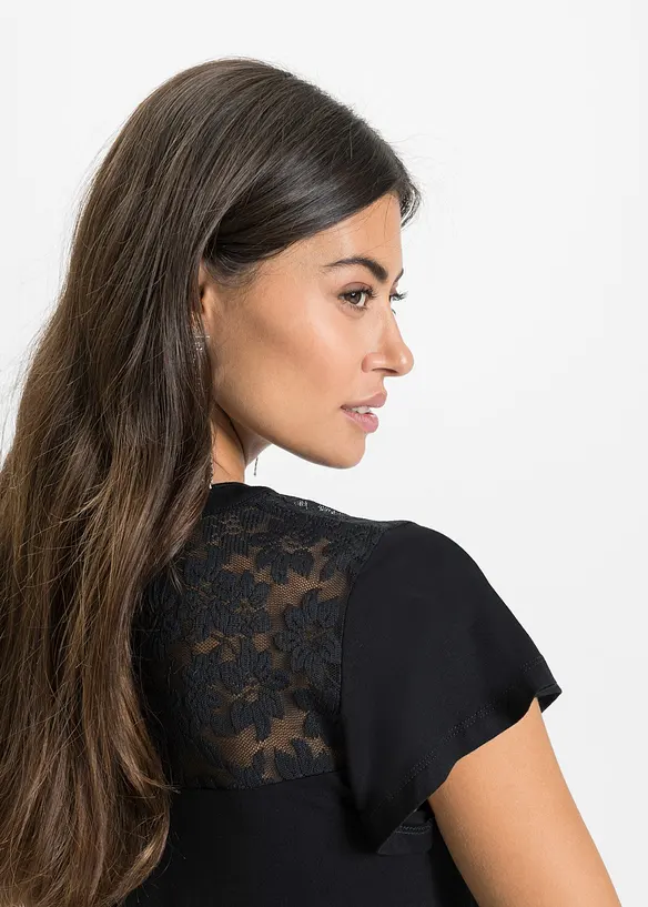 T-shirt col tunisien en viscose extensible, bonprix