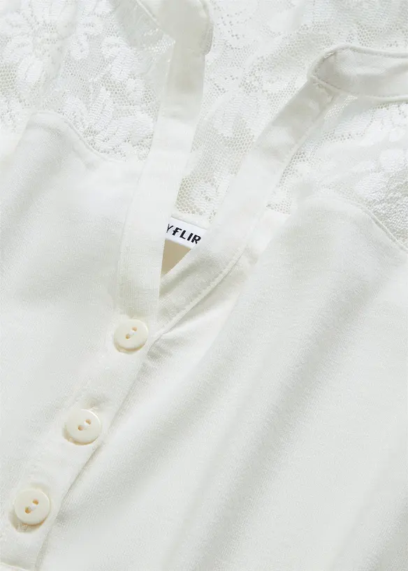 T-shirt col tunisien en viscose extensible, bonprix