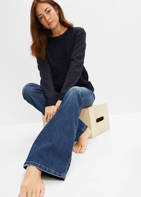 Jean évasé, taille basse, extensible, bonprix