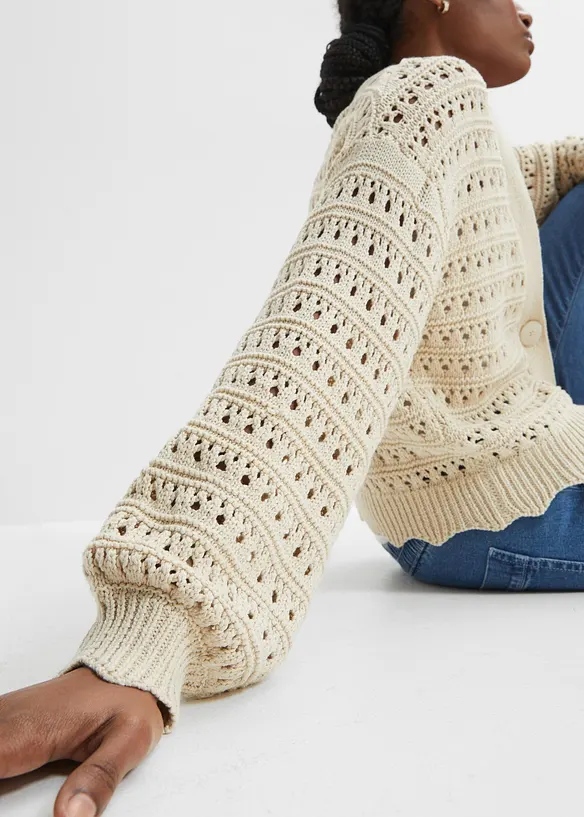 Cardigan ajouré 100% coton, bonprix