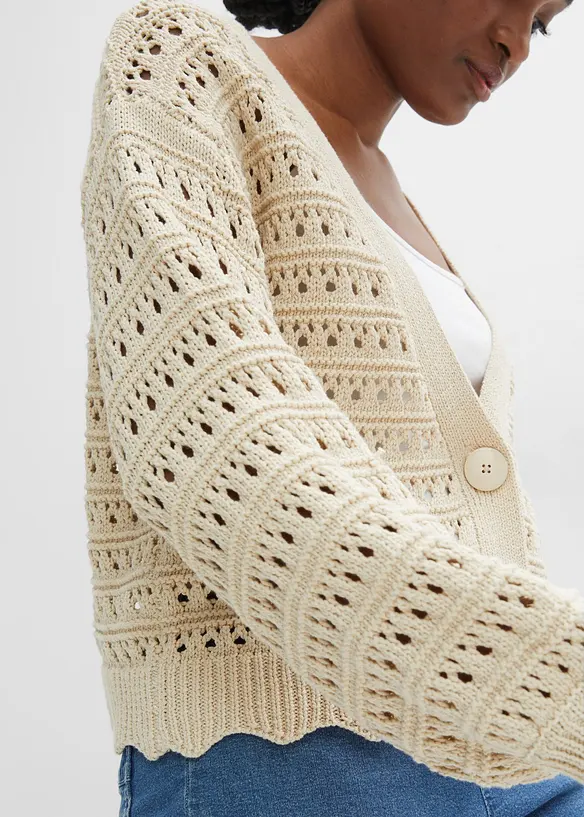 Cardigan ajouré 100% coton, bonprix