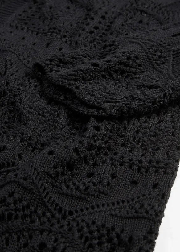 Gilet long en maille ajourée, bonprix