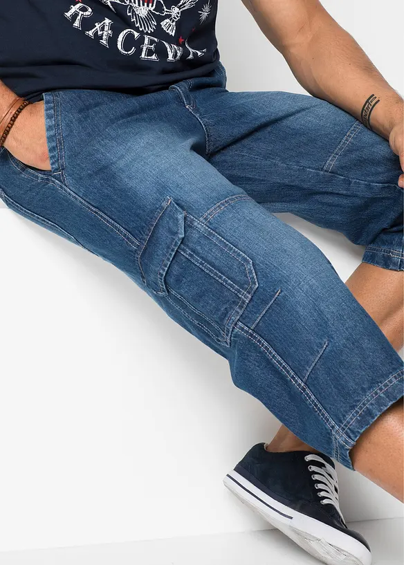 Jean cargo extensible longueur 3/4, coupe droite regular, bonprix