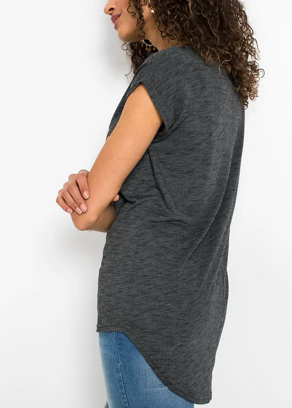 T-shirt long en viscose m&eacute;lang&eacute;e, bonprix