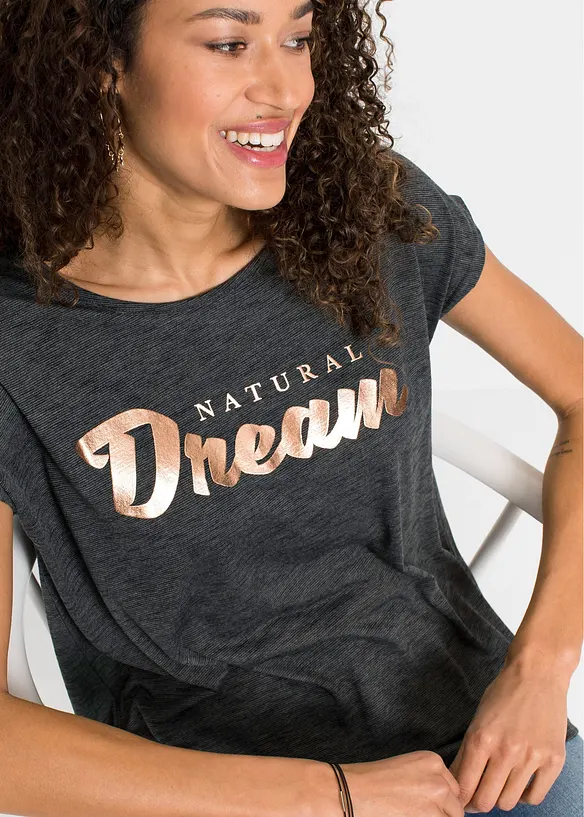 T-shirt long en viscose m&eacute;lang&eacute;e, bonprix